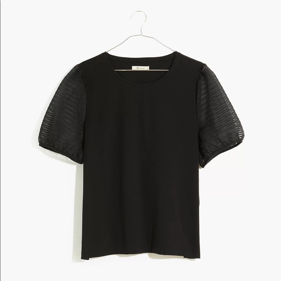 Madewell Black Striped Sheer-Sleeve Knit Top - Picture 4 of 6